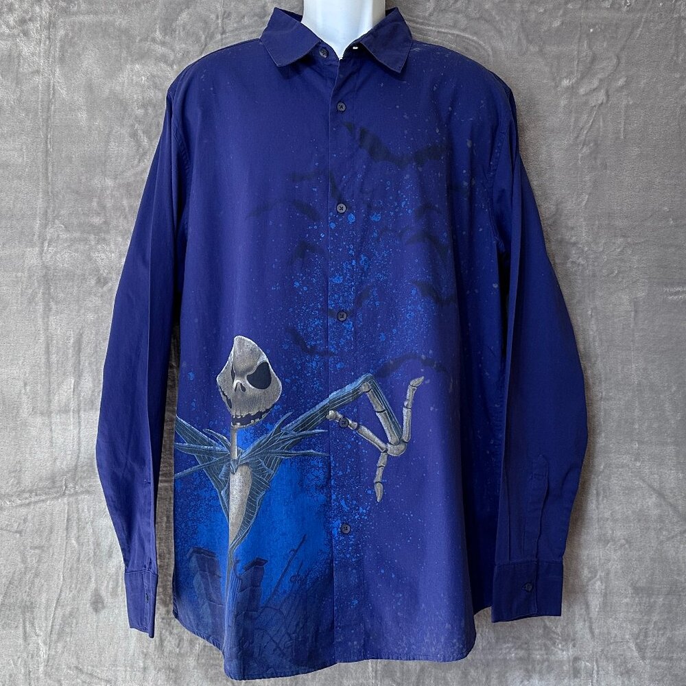 Nightmare Before Christmas Jack Skellington Button Down Sz XL Disney Store